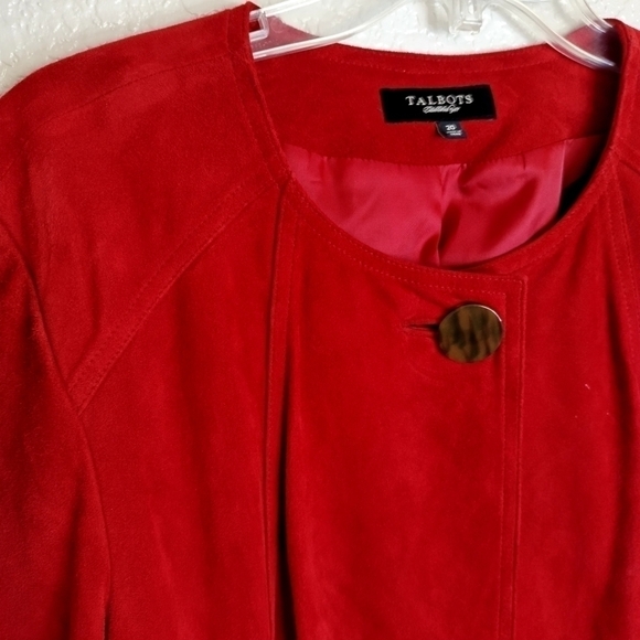 Talbots Jacket Women Suede Leather Long Sleeve Top Button Coat Party Cruise sz20 - Picture 4 of 9